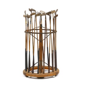 Vintage Golf Display Rack with (17) Clubs