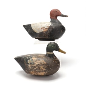 Two Early Midwest Decoys, Mallard and Redhead