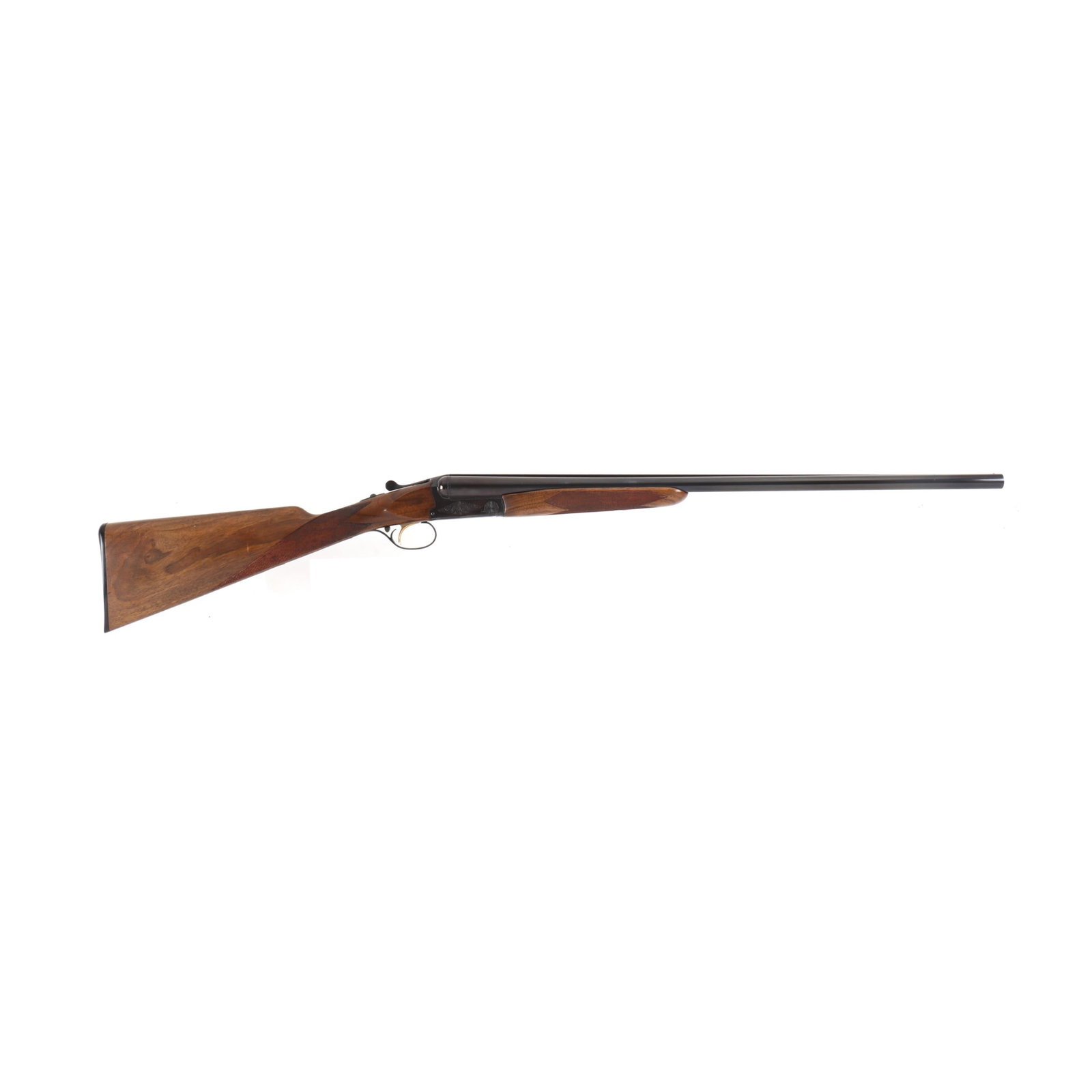 Browning B-S/S 20 Ga. Boxlock Shotgun: Browning B-S/S 20 Ga. Boxlock Shotgun Matching serial number of 01428RP168 present under top lever, on forend iron, and barrel flats, nitro proof 26 in. fluid steel barrels, barrel markings read BROWN