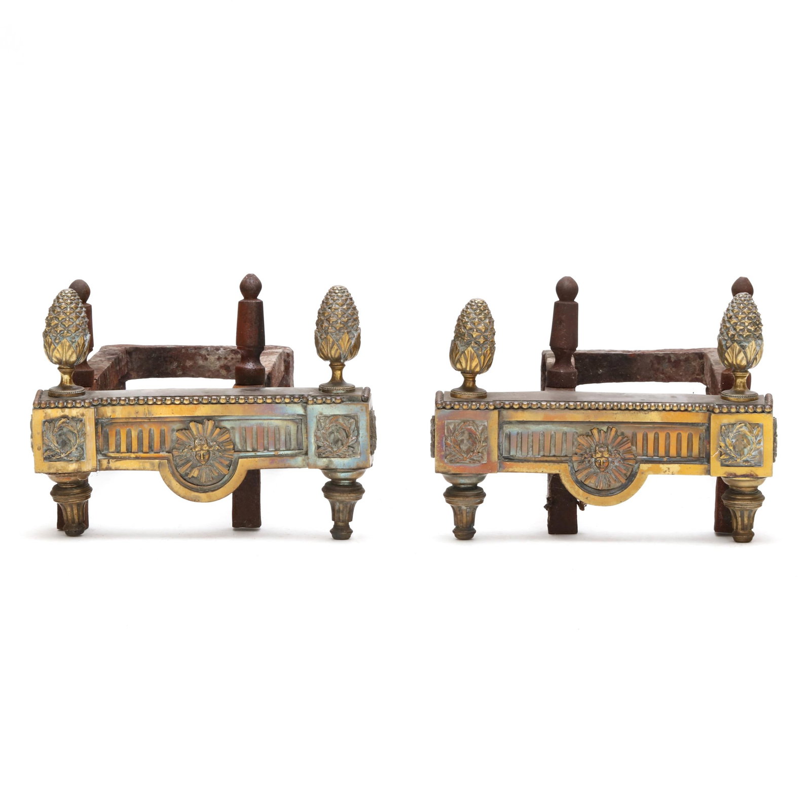 Pair of Antique French Louis XVI Style Brass Chenets (1 of 5)