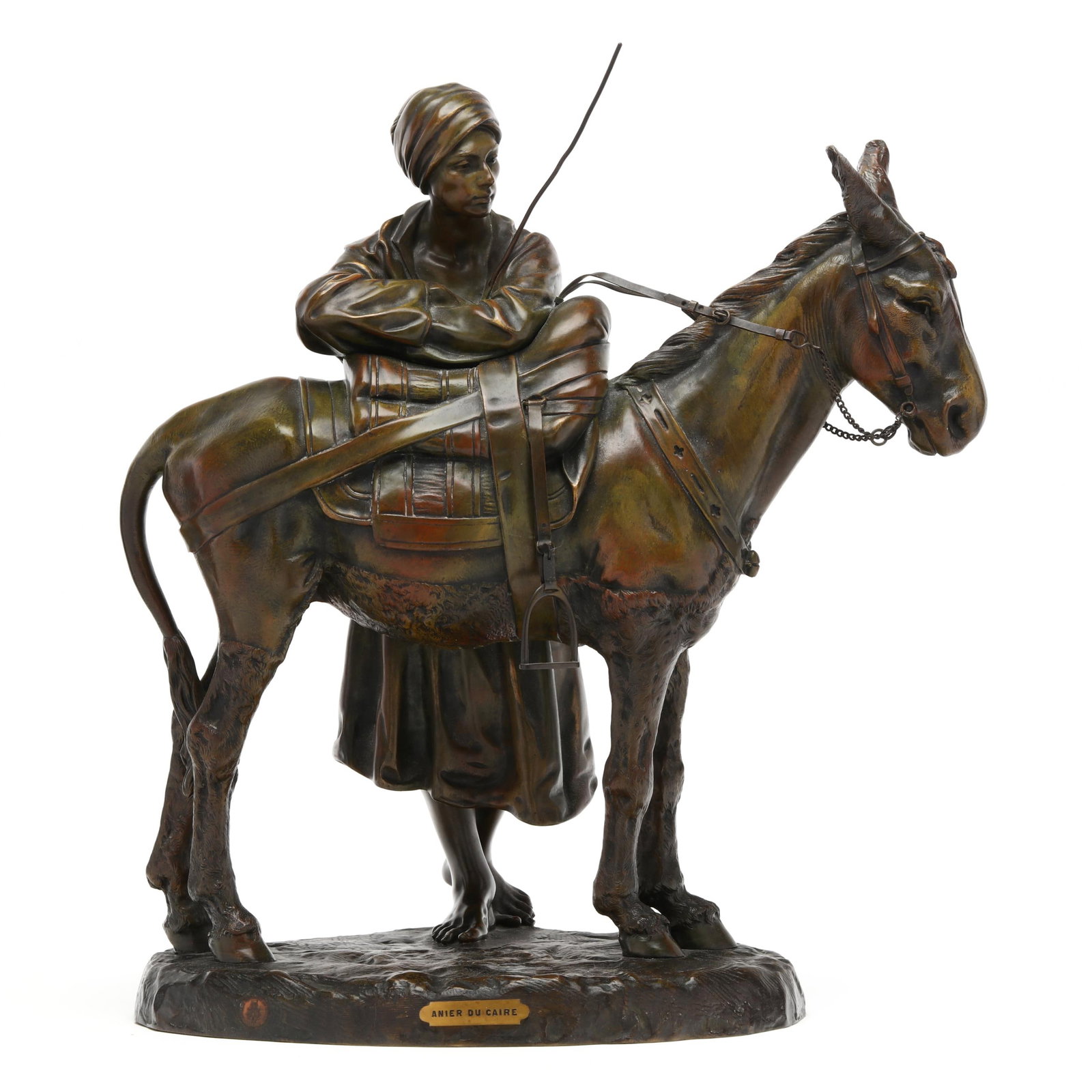 Antoine Bofill (Spanish, 1894-1939), Anier du Caire: Antoine Bofill (Spanish, 1894-1939), Anier du Cairepatinated bronze, signed A. Bofill to the naturalistic terrace, along with "Bronze Garanti au Titre Paris" pastille, featuring an Egyptian male takin