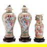 Three Chinese Porcelain Famille Rose Mantel Vases