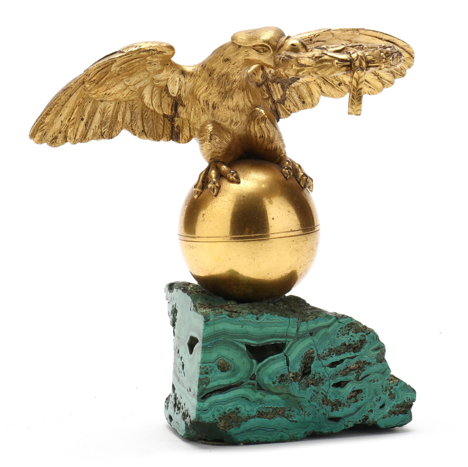 Continental Malachite and Gilt Brass Eagle Watch Holder (1 of 7)