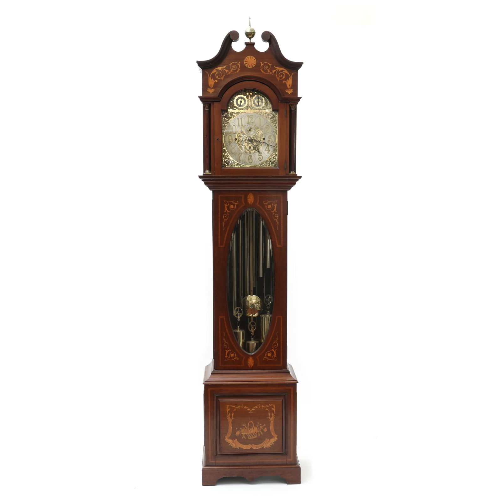 Edwardian Inlaid Mahogany Nine-Tube Tall Case Clock (1 of 11)