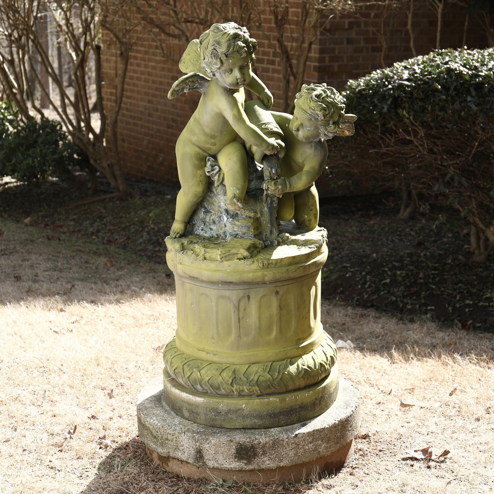 After Auguste Moreau (French, 1834-1917), Large Cast Metal Garden Sculpture of Two Cupids (1 of 6)