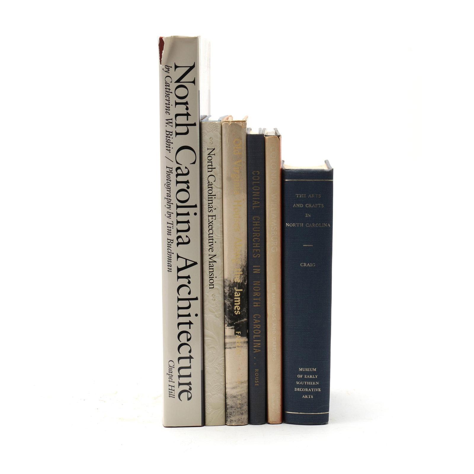 Six Books Related to the Art and Architecture of North Carolina and Virginia: Six Books Related to the Art and Architecture of North Carolina and Virginia to include: A. Lawrence Kocher and Howard Dearstyne. Colonial Williamsburg: Its Buildings and Gardens. Williamsburg: Coloni