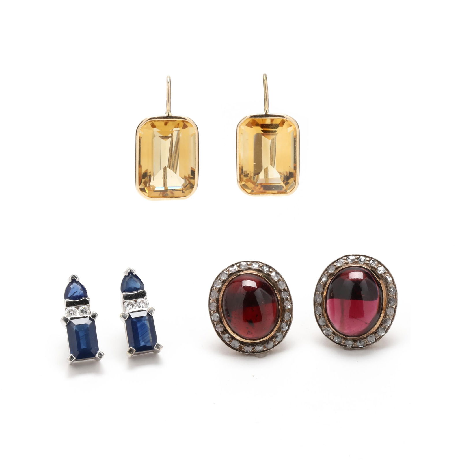 Three Pairs of Gold and Gem-Set Earrings (1 of 6)
