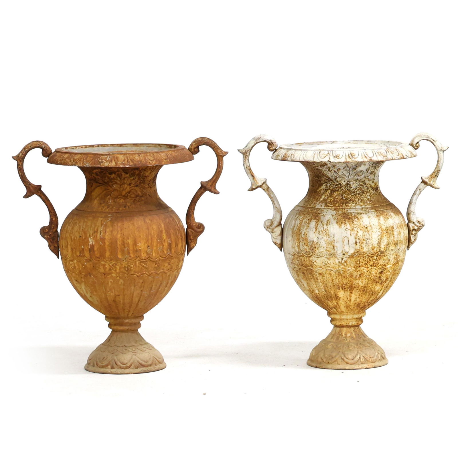 Pair of Neoclassical Cast Iron Garden Urns (1 of 6)