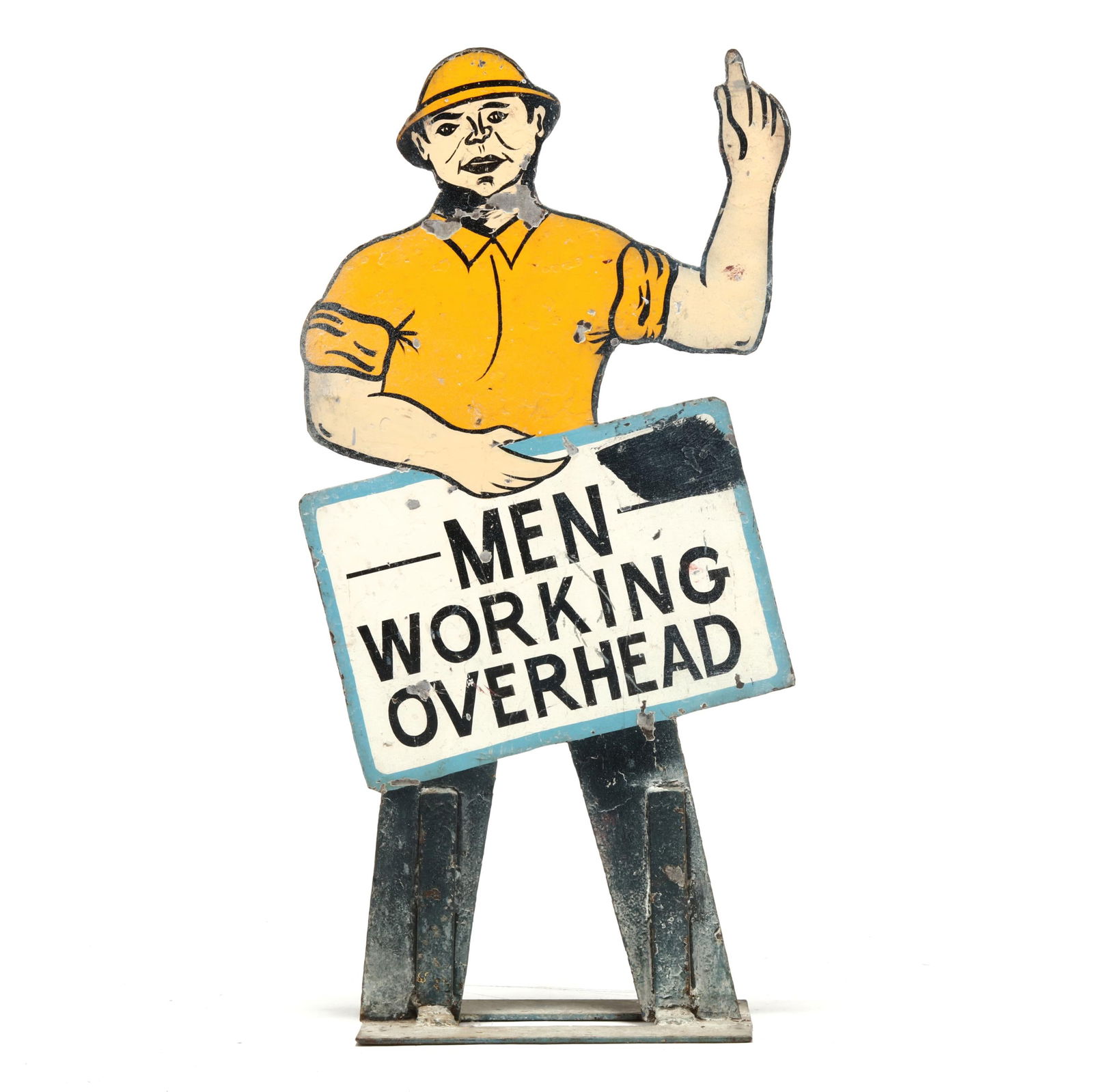 Vintage Figural Advertising Street Sign, "Men Working Overhead" (1 of 6)