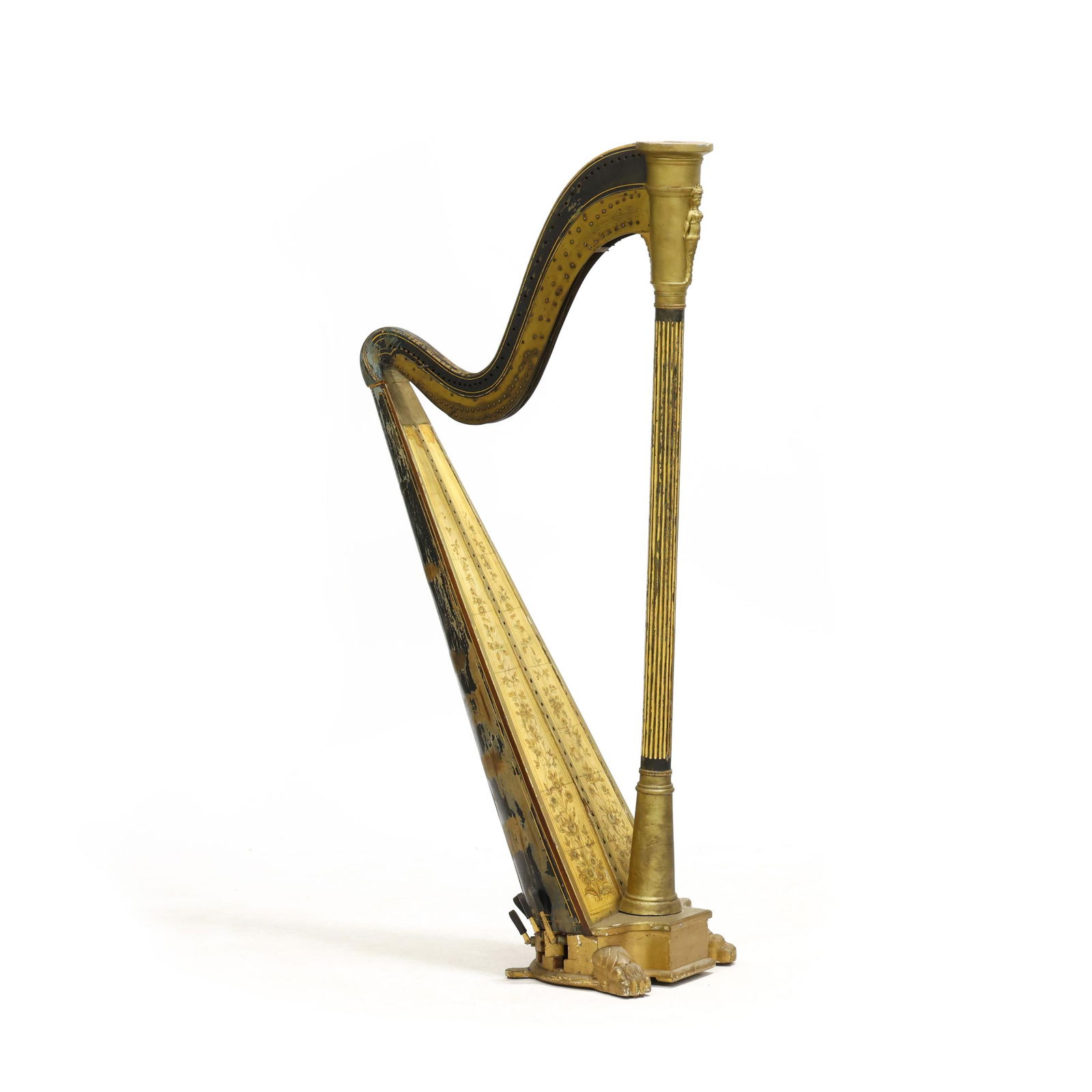 American Classical Giltwood Concert Harp, Browne & Buckwell Makers: American Classical Giltwood Concert Harp, Browne & Buckwell MakersNew York, circa 1870, gesso and gilt wood with black lacquer, brass mounted neck with engraved signature "Browne & Buckwell / MAKERS N