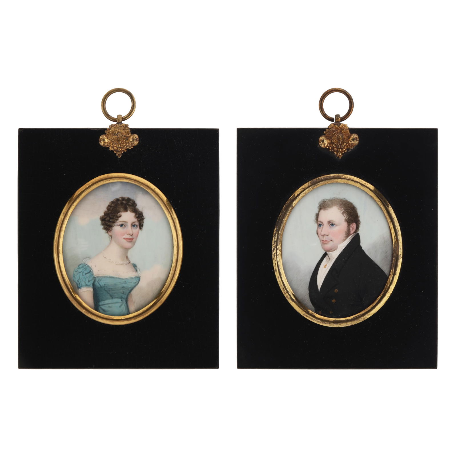 Two Fine Early 19th Century Miniature Portraits in Matching Frames (1 of 4)