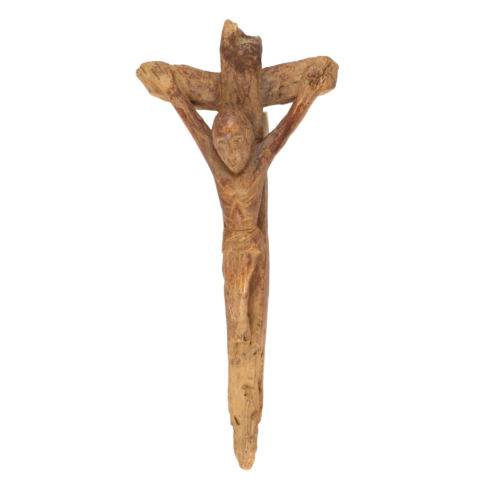 African Carved Wooden Crucifix Attributed to a Mission in Sierra Leone (1 of 6)