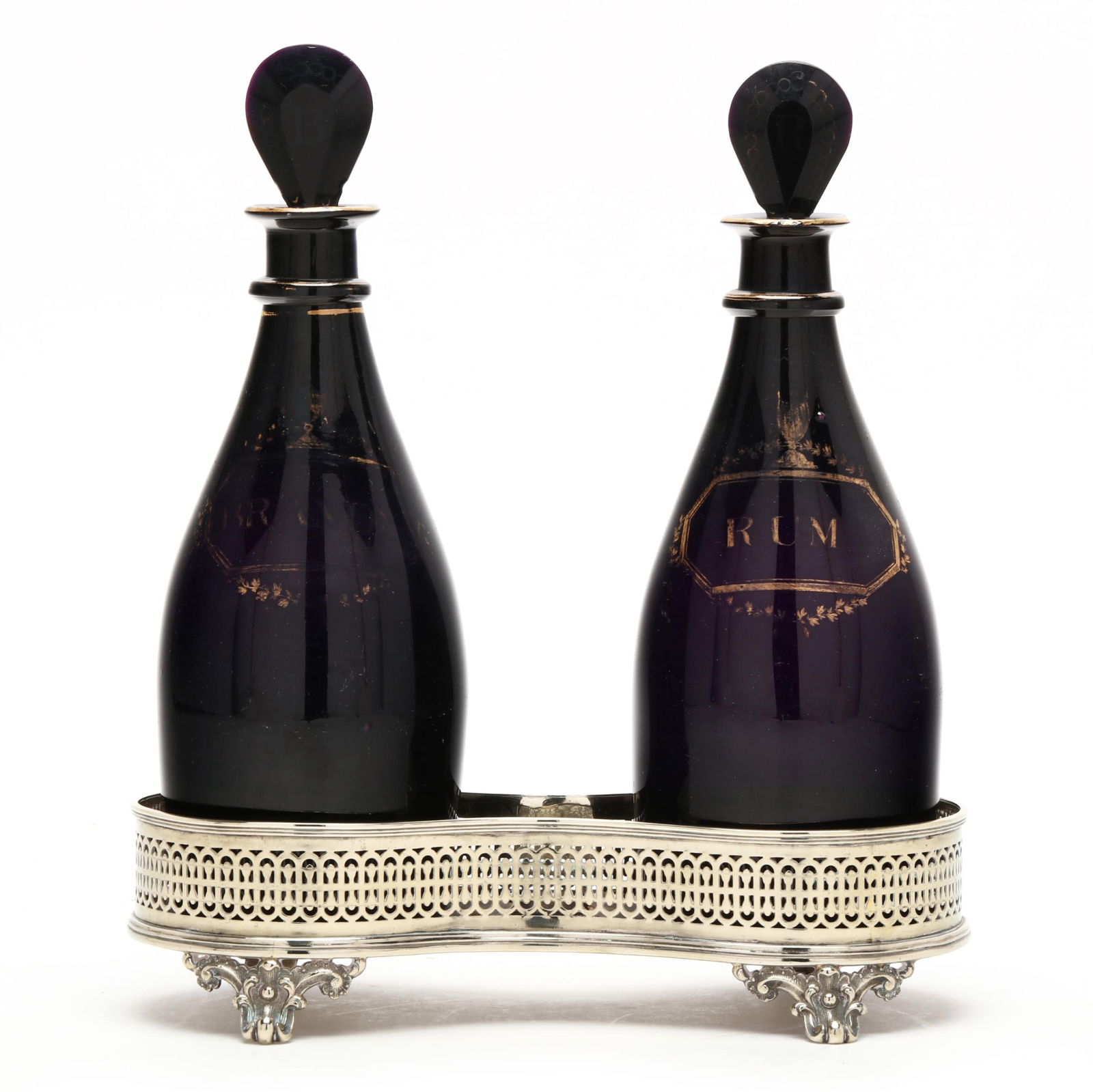 A Silver-Plated Decanter Stand with Bottles (1 of 8)