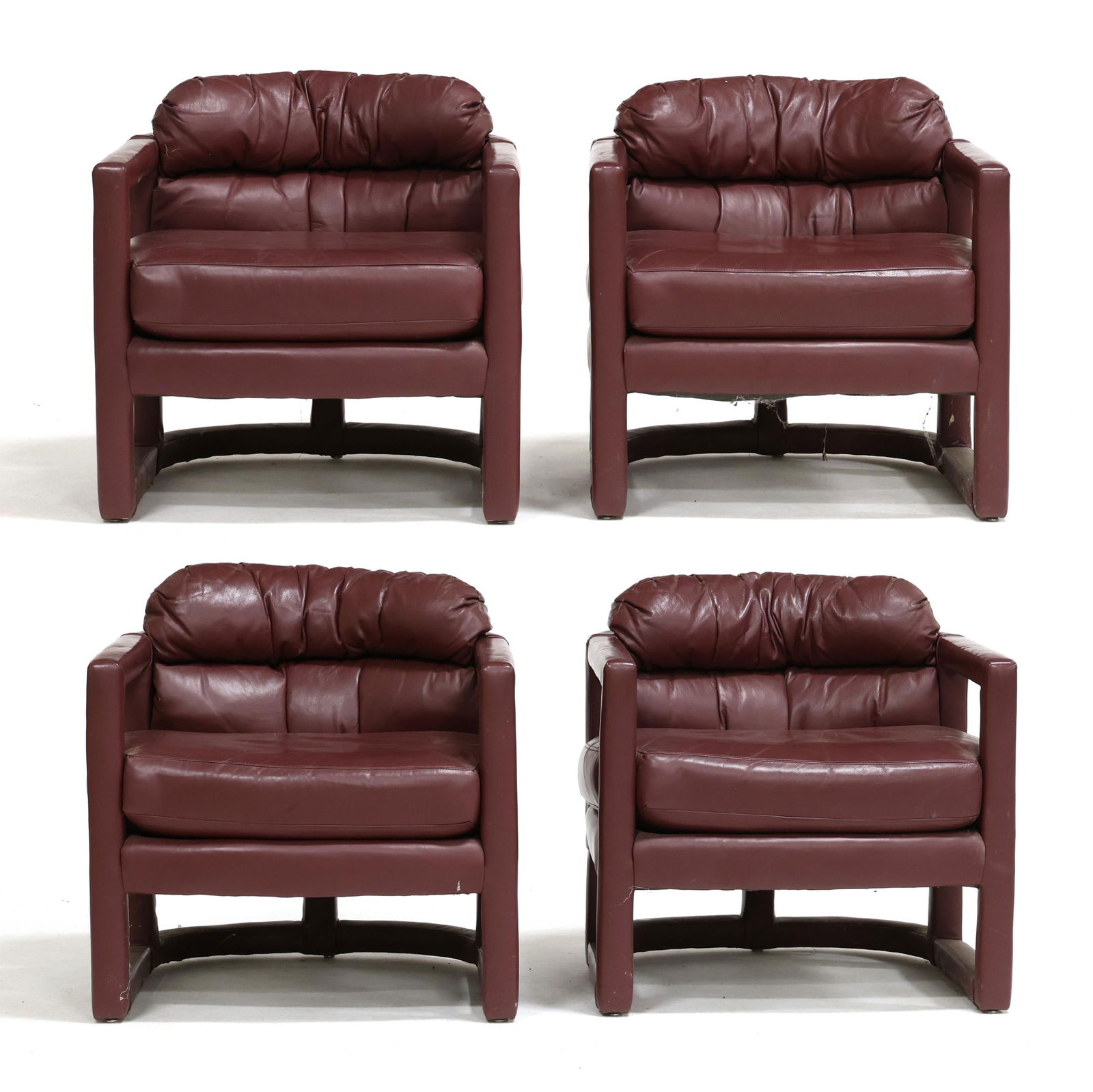 Woodmark, Set of Four Vintage Leather Wrapped Club Chairs (1 of 9)