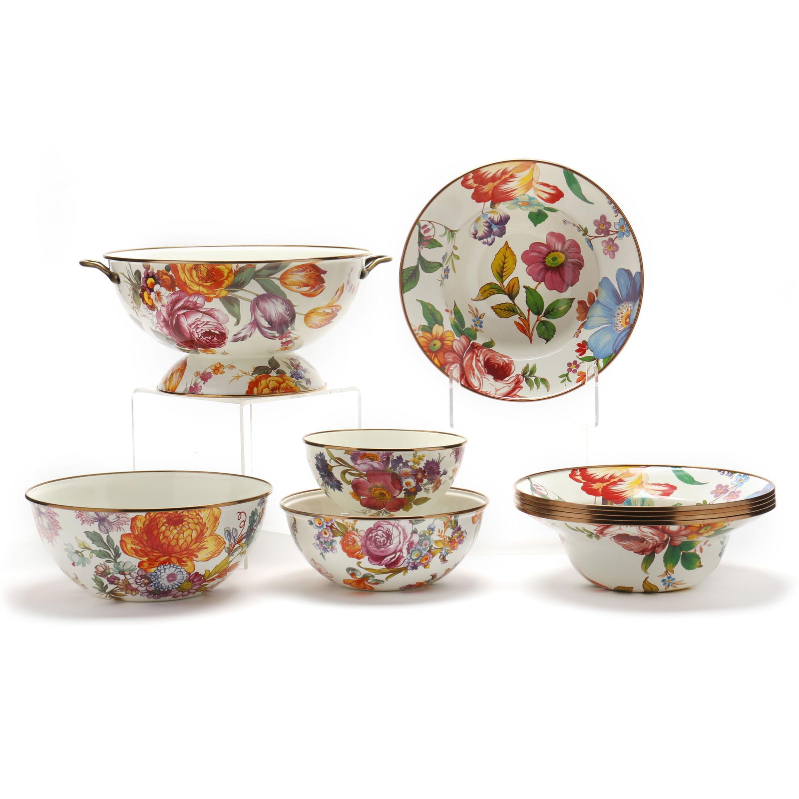 MacKenzie-Childs, Assorted  White Flower Market  Bowls (1 of 9)