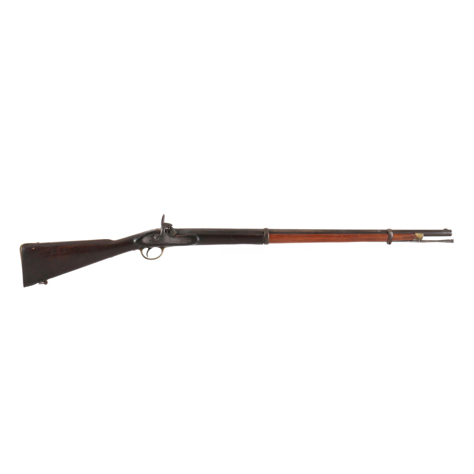 Enfield Percussion Rifle: Enfield Percussion RiflePercussion rifle, round barrel, brass trigger guard, brass buttplate, steel ram rod, replacement forend, rear sling swivel. In-house shipping is available. Firearm invoices mu
