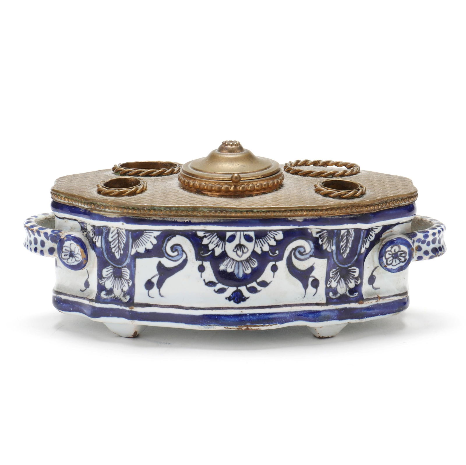 Antique Continental Blue and White Inkstand (1 of 8)