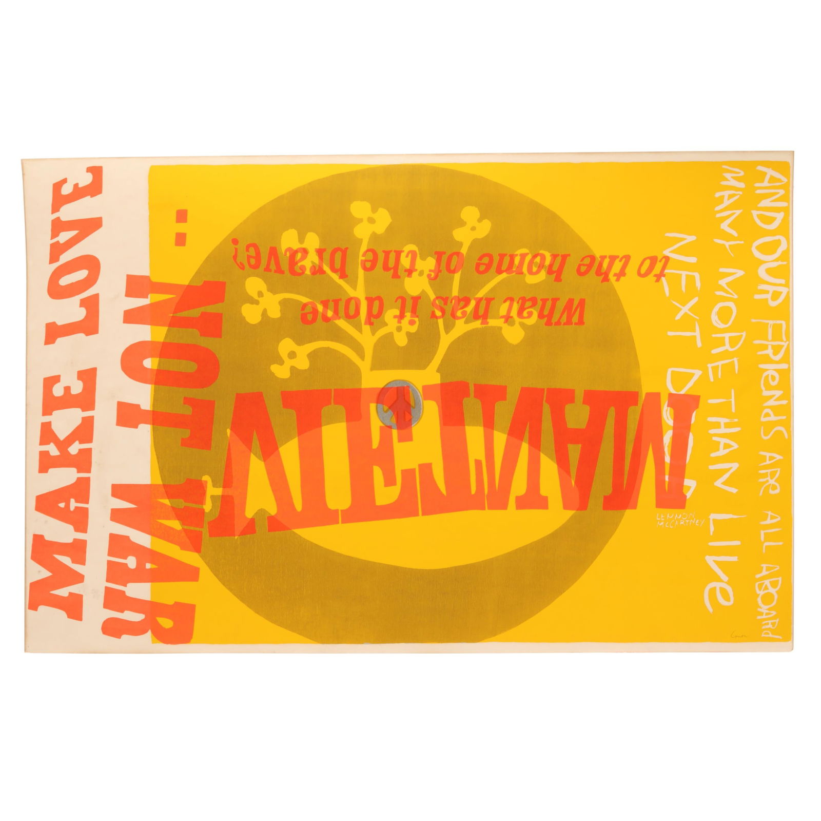 Corita Kent (Sister Mary Corita) (American, 1918-1986),  Yellow Submarine (Make Love, Not War) (1 of 4)