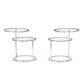 attributed Milo Baughman (American, 1923-2003), Pair of Chrome and Glass Side Tables (1 of 5)