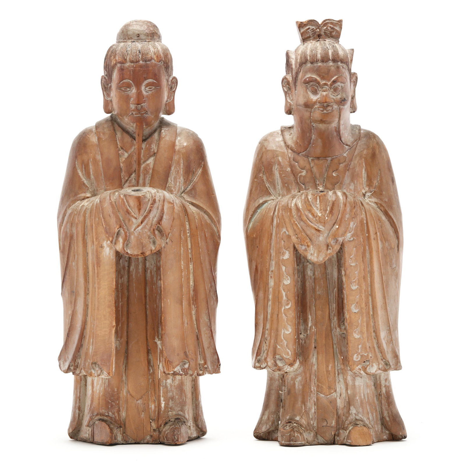 A Pair of Chinese Carved Wooden Figures (1 of 6)
