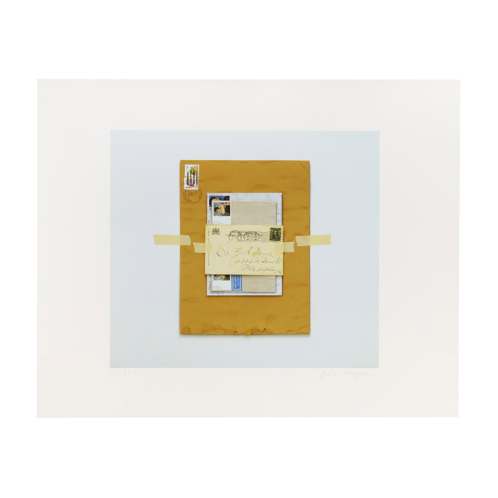 Alan Magee (American, b. 1947), Untitled (Envelopes): Alan Magee (American, b. 1947), Untitled (Envelopes)offset lithograph in colors, pencil signed and numbered 1/300 to lower margin, unframed. 24 1/4 x 30 1/4 in. From the Collection of Ron W. Djuren, D