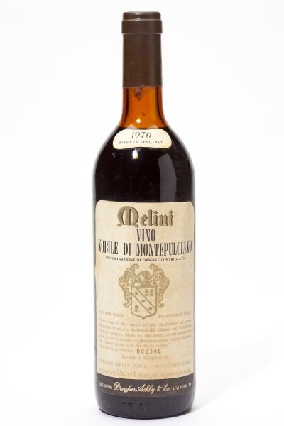 1970 Vino Nobile di Montepulciano: Vino Nobile di Montepulciano 1970 9 bottles Riserva Speciale, Melini Santa Lancerio 1vts, 5ts, 3hs, 9lbsl, 2ssos Removed from a large subterranean wine cellar of an avid Buffalo, New York wine collect