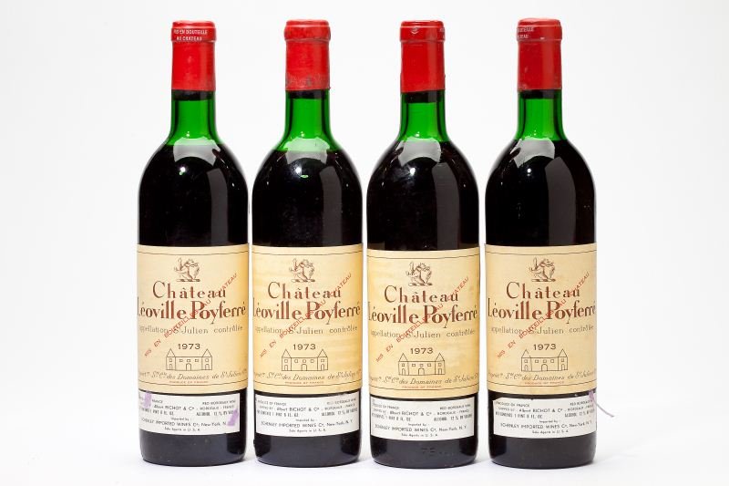 1973 Chateau Leoville Poyferre: Chateau Leoville Poyferre 1973 4 bottles St. Julien 1ts, 2hs, 1htms, 4lbsl, 2ssos Removed from a large subterranean wine cellar of an avid Buffalo, New York wine collector and wine educator.