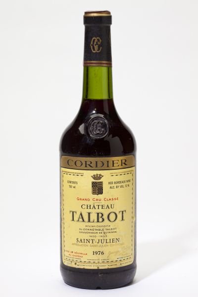 1976 Chateau Talbot: Chateau Talbot 1976 4 bottles St. Julien 1-3cm, 2-3.5cm, 1-4cm, 4lbsl Removed from a large subterranean wine cellar of an avid Buffalo, New York wine collector and wine educator.