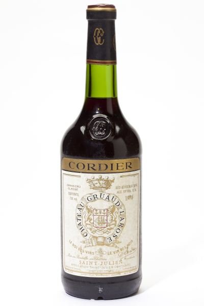 1976 Chateau Gruaud Larose: Chateau Gruaud Larose 1976 8 bottles St. Julien 3.5cm or better, 8lbsl Removed from a large subterranean wine cellar of an avid Buffalo, New York wine collector and wine educator.