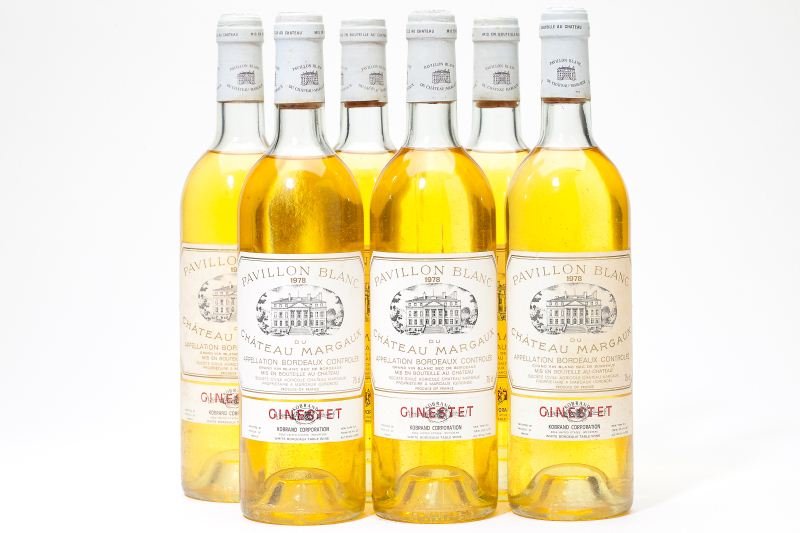 1978 Pavillon Blanc du Chateau Margaux: Pavillon Blanc du Chateau Margaux 1978 6 bottles Margaux 2ts, 4hs, 6lbsl Removed from a large subterranean wine cellar of an avid Buffalo, New York wine collector and wine educator.
