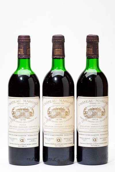 1978 Chateau Margaux: Chateau Margaux 1978 3 bottles Margaux 2hs, 1htms, 3lbsl, 1ssos Removed from a large subterranean wine cellar of an avid Buffalo, New York wine collector and wine educator.