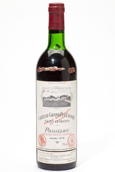 1976 Chateau Grand-Puy-Lacoste: Chateau Grand-Puy-Lacoste19763 bottlesPauillac1ts, 2hs, 3lbslRemoved from a large subterranean wine cellar of an avid Buffalo, New York wine collector and wine educator.