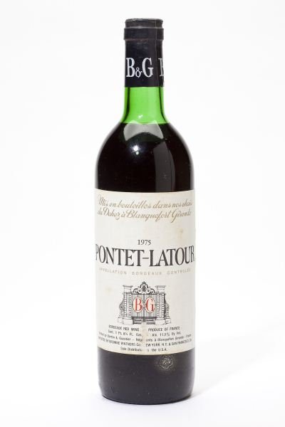 1975 Pontet-Latour: Pontet-Latour 1975 10 bottles Bordeaux 2ts, 8hs, 10lbsl, 1scc Removed from a large subterranean wine cellar of an avid Buffalo, New York wine collector and wine educator.