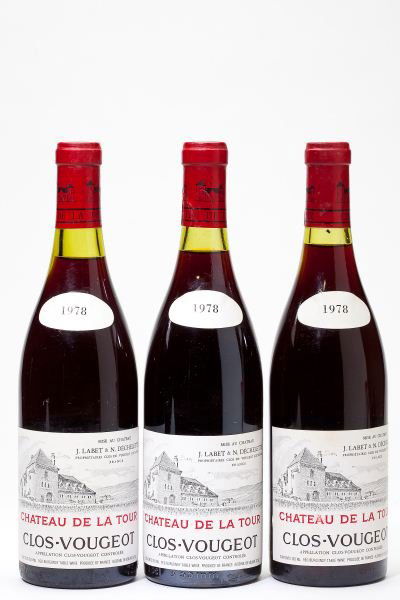 1978 Chateau de La Tour: Chateau de La Tour19783 bottlesClos de Vougeot, Labet & Dechelette2-1.5cm, 1-2cmRemoved from a large subterranean wine cellar of an avid Buffalo, New York wine collector and wine educator.