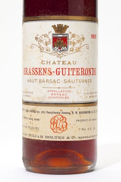 1970 Chateau Brassens-Guiteronde: Chateau Brassens-Guiteronde 1970 2 bottles Sauternes 1ts, 1hs, 2lbsl