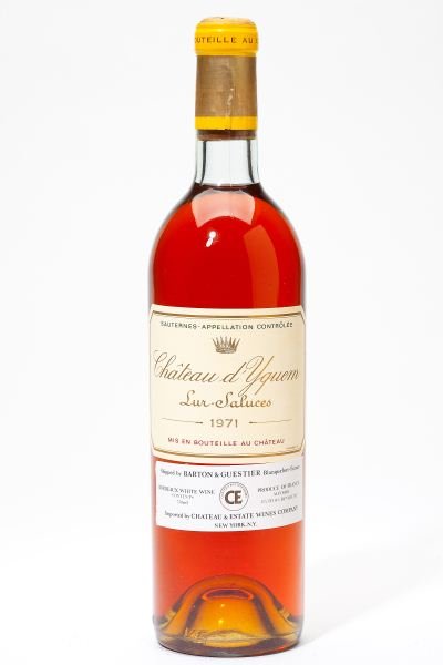 1971 Chateau d'Yquem: Chateau d'Yquem "A celebrated vintage--a beautiful wine. Thick, rich and dense, with banana, tropical, dried fig flavors. The texture is creamy and the balance is marvelous."(93pt WS) 1971 1 bottle Sa