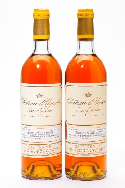1976 Chateau d'Yquem: Chateau d'Yquem 1976 2 bottles Sauternes 2vts, 2lbsl Removed from a large subterranean wine cellar of an avid Buffalo, New York wine collector and wine educator.