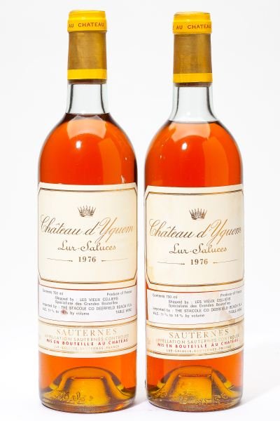 1976 Chateau d'Yquem: Chateau d'Yquem 1976 2 bottles Sauternes 1vts, 1hs, 1lbsl Removed from a large subterranean wine cellar of an avid Buffalo, New York wine collector and wine educator.