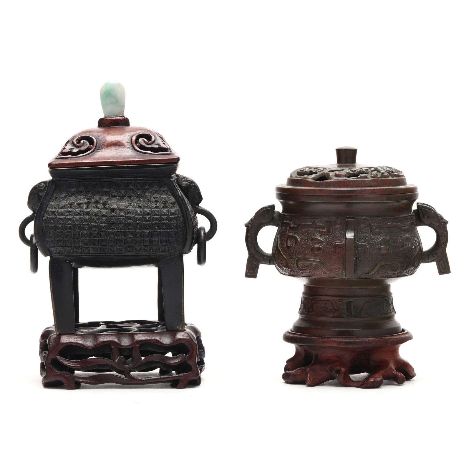 Two Chinese Bronze Censers with Covers (1 of 8)