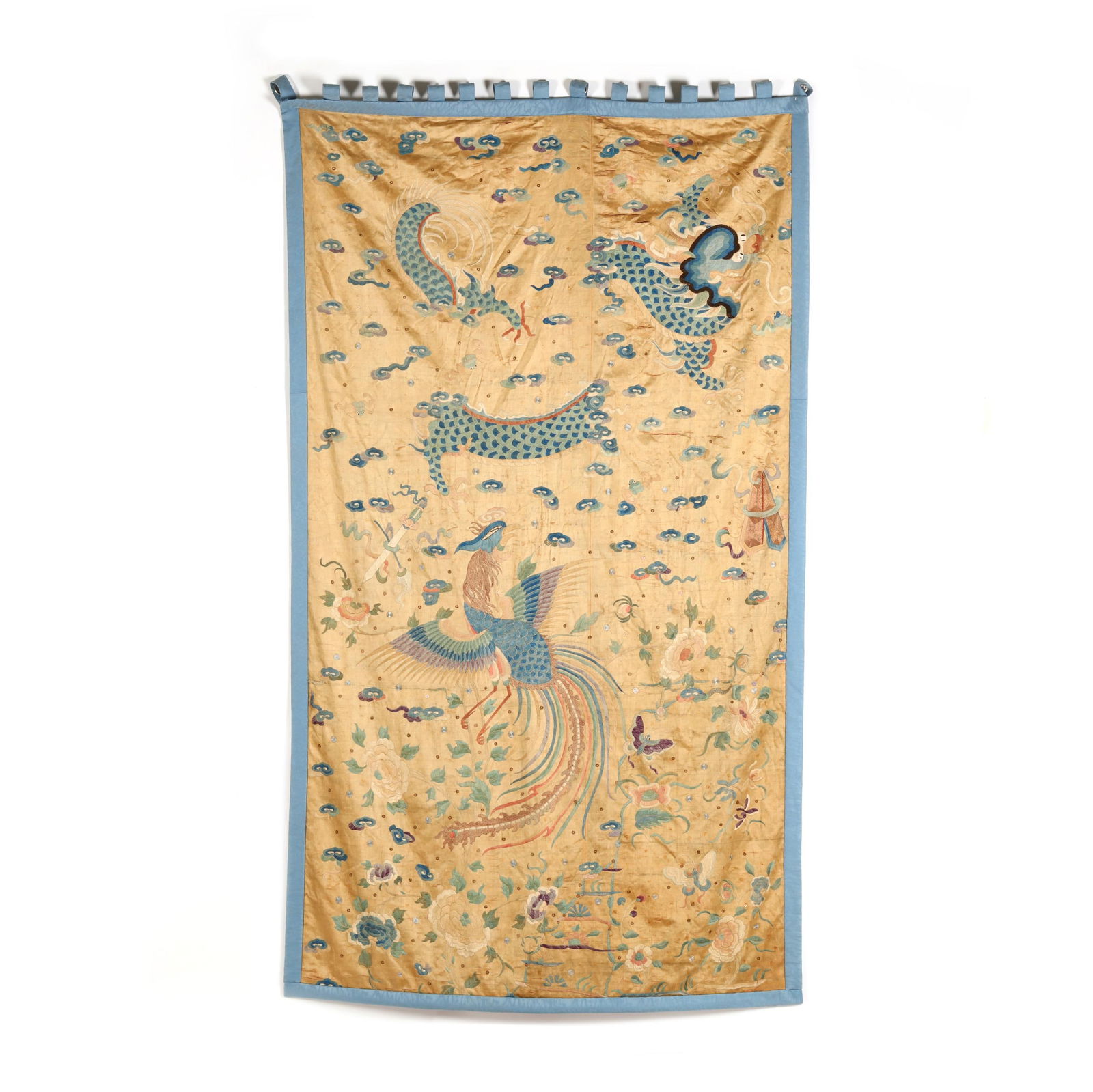 A Grand Chinese Silk Embroidery Dragon and Phoenix Panel (1 of 6)