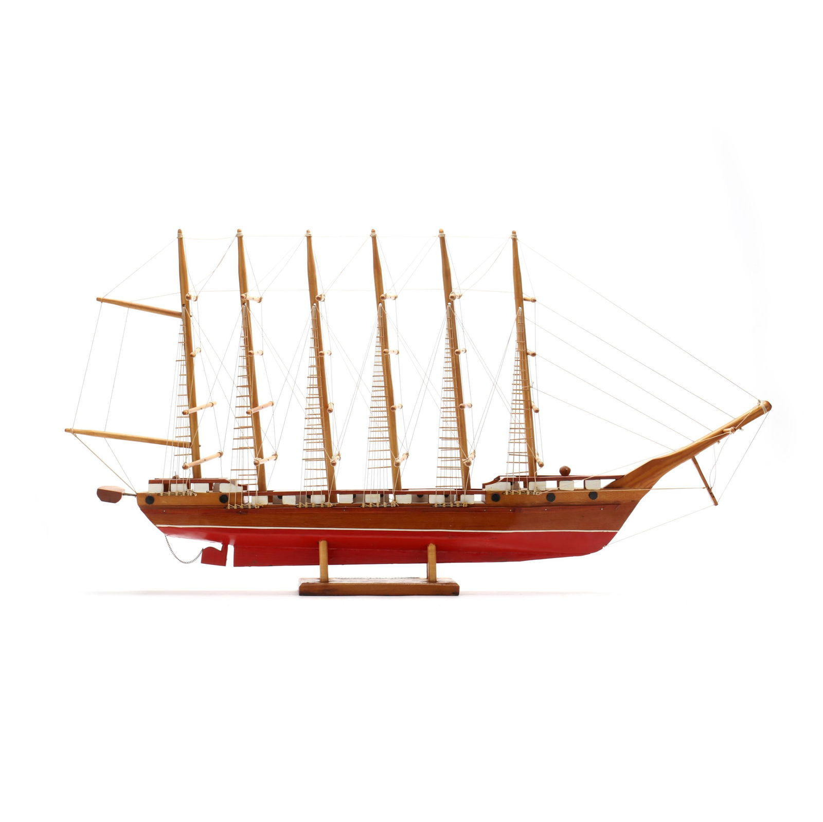 William Bryant "Willie Three Fingers" Hunnings (NC, 1913-2000), Model Ship Ocracoke: William Bryant "Willie Three Fingers" Hunnings (NC, 1913-2000), Model Ship OcracokeOcracoke, North Carolina, circa 1975, wooden construction embellished with paint and rigged with various modeling mat