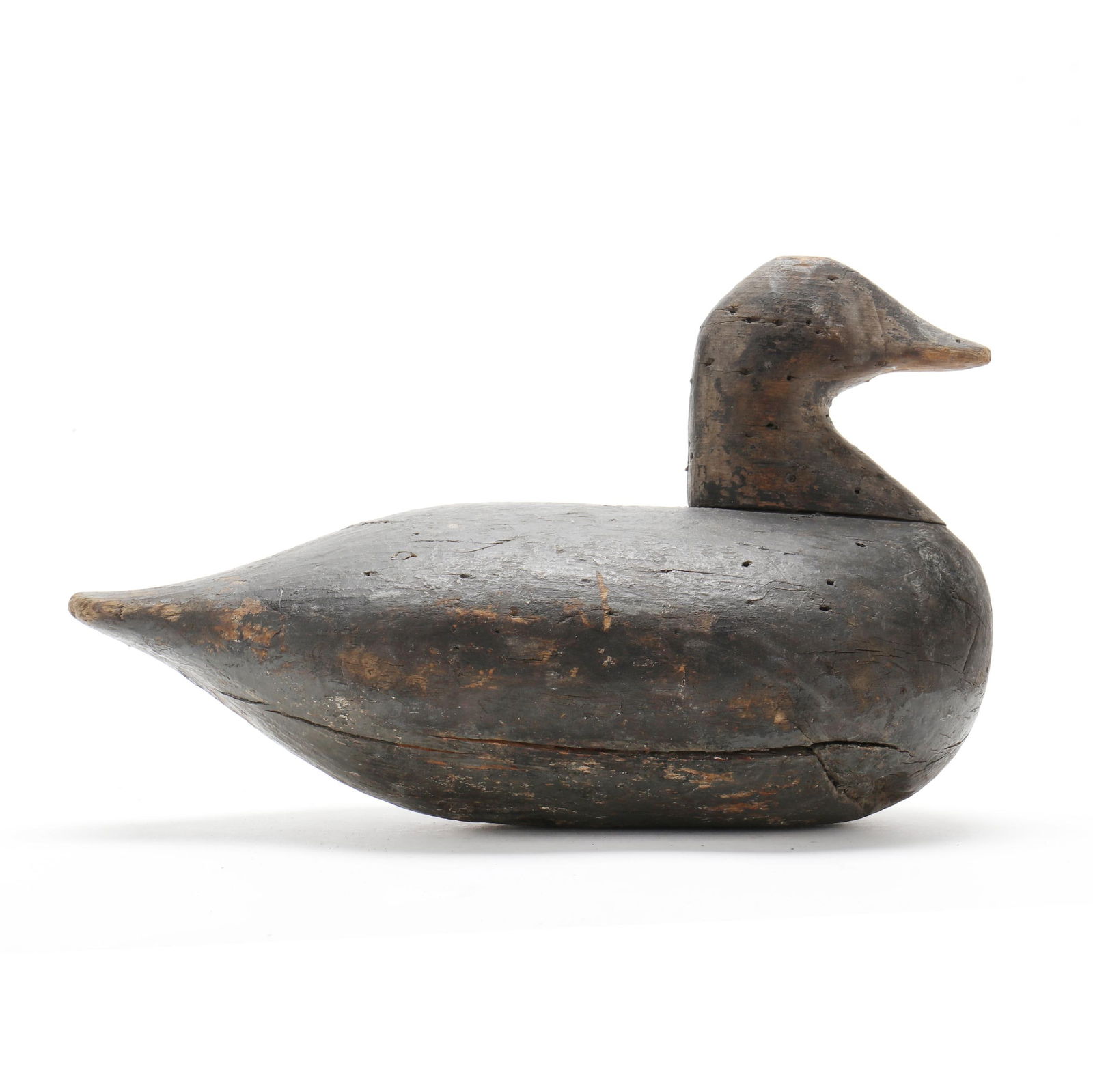 John Williams (VA, 1858-1937), Hen Bluebill: John Williams (VA, 1858-1937), Hen BluebillCedar Island, Virginia, circa 1900, carved and painted wood. Length 12.5 in. Purchased from Jane Fentress on March 9, 2019. Jane was selling decoys from the