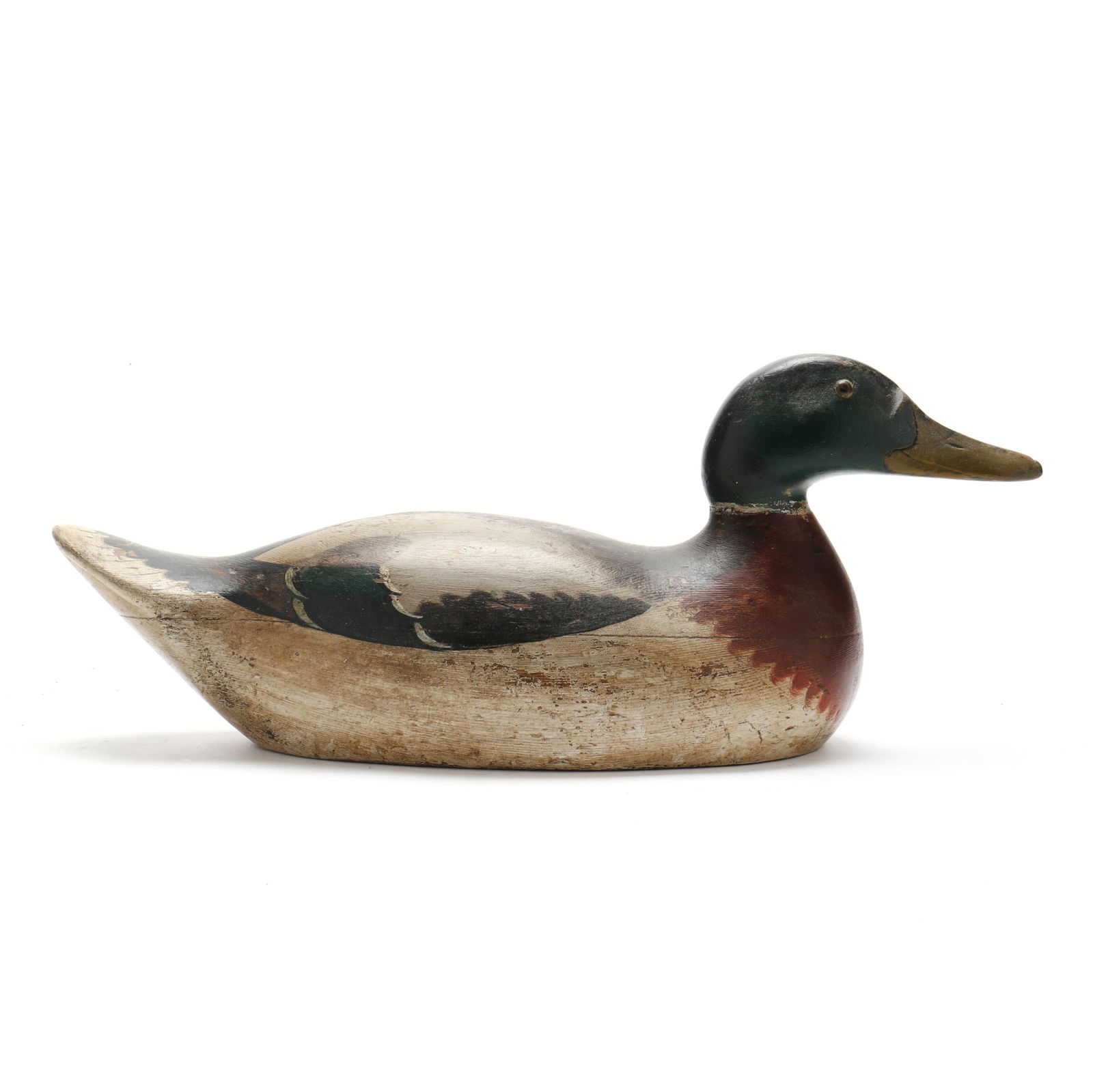 Mason Factory, (MI, 1896-1924), Premier Grade Mallard: Mason Factory, (MI, 1896-1924), Premier Grade MallardDetroit, Michigan, circa 1920s, carved and painted wood, notched bill carving, nail carving at the end of bill, carved line that separates head and