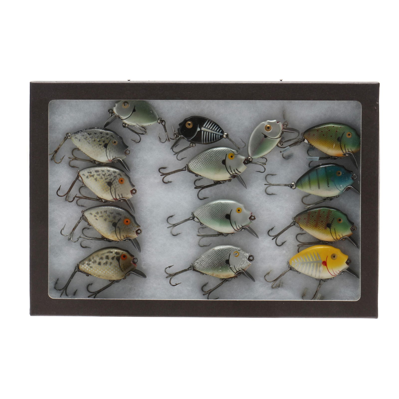 Fourteen Vintage Heddon Punkinseed Lures in Display Box (1 of 2)