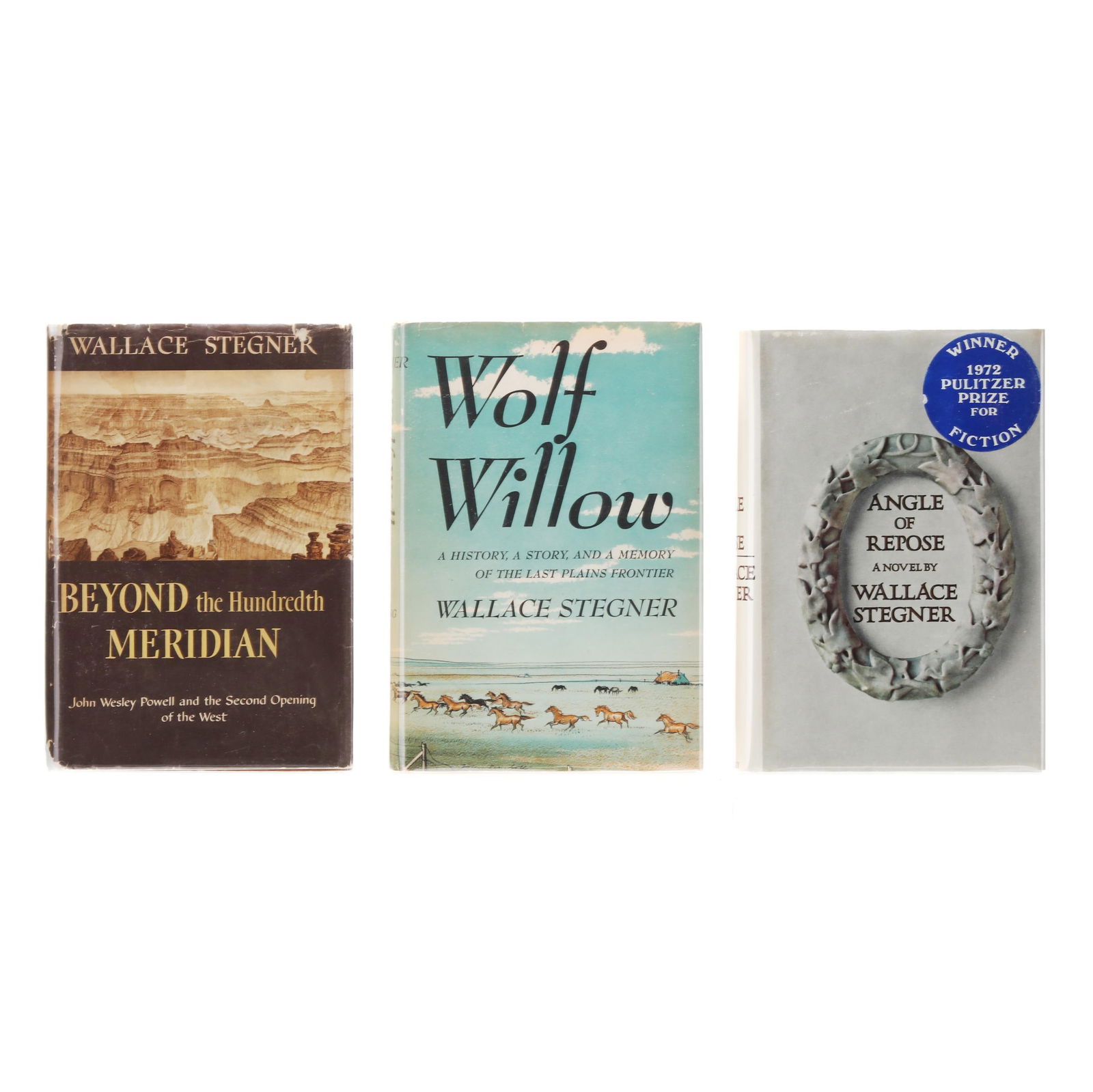 Three Wallace Stegner First Editions: Three Wallace Stegner First Editions(3) of Stegner's most important and well-known books, to include: BEYOND THE HUNDREDTH MERIDIAN: JOHN WESLEY POWELL AND THE SECOND OPENING OF THE WEST. Boston: Hou