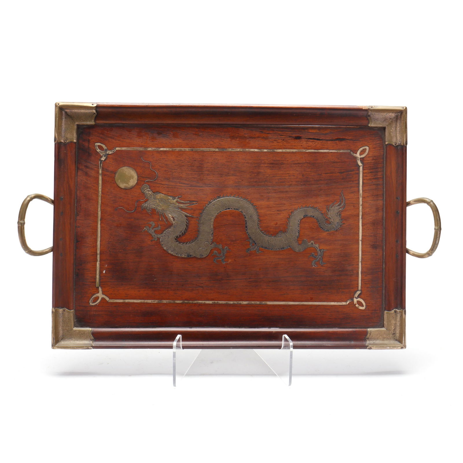 A Chinese Hardwood Serving Tray with Dragon Inlay (1 of 7)