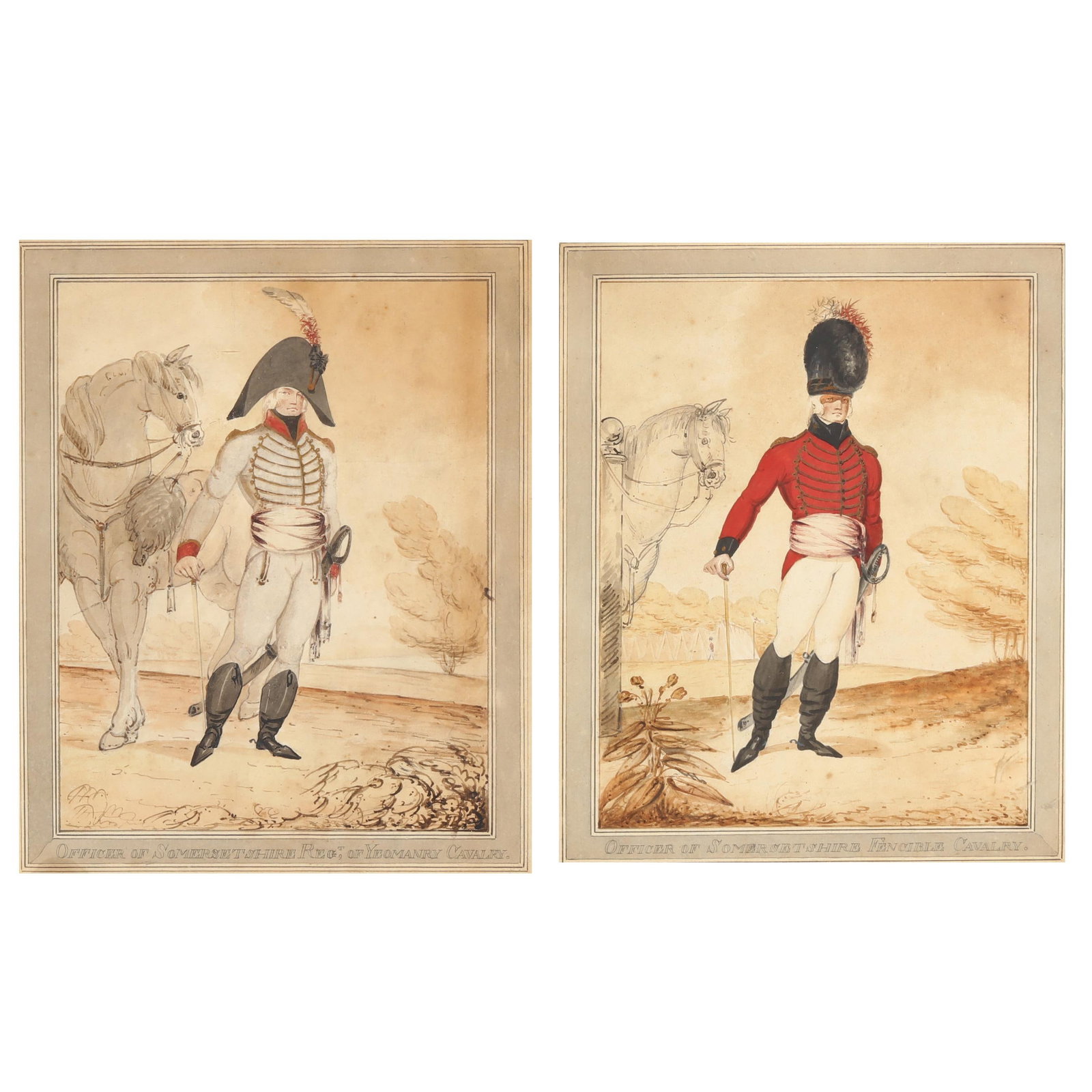 English School (18th Century), Two Portraits of Somersetshire Cavalry Officers (1 of 9)