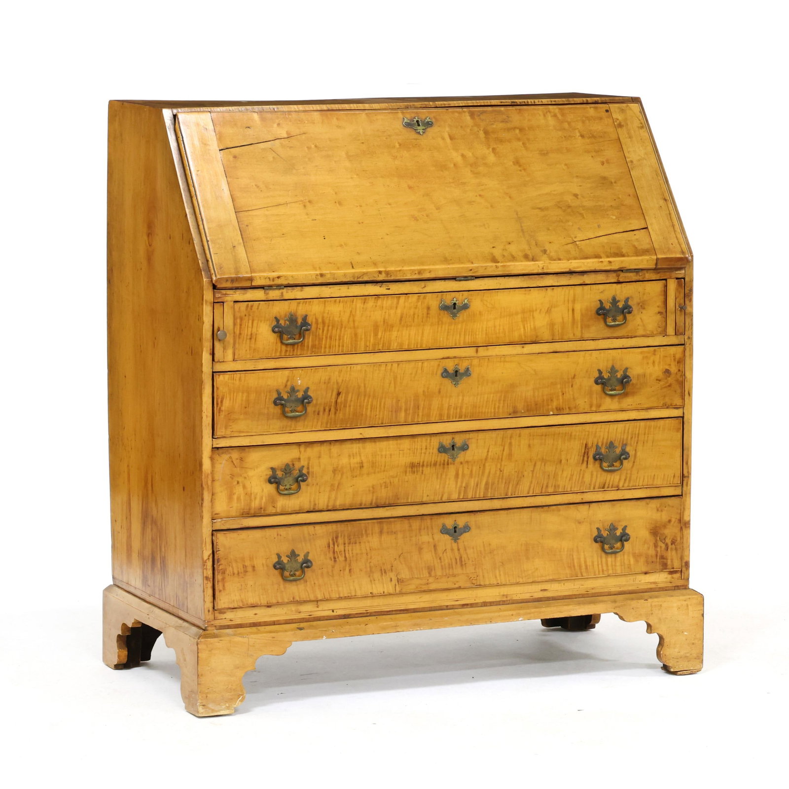 New England Chippendale Figured Maple Slant Front Desk (1 of 13)