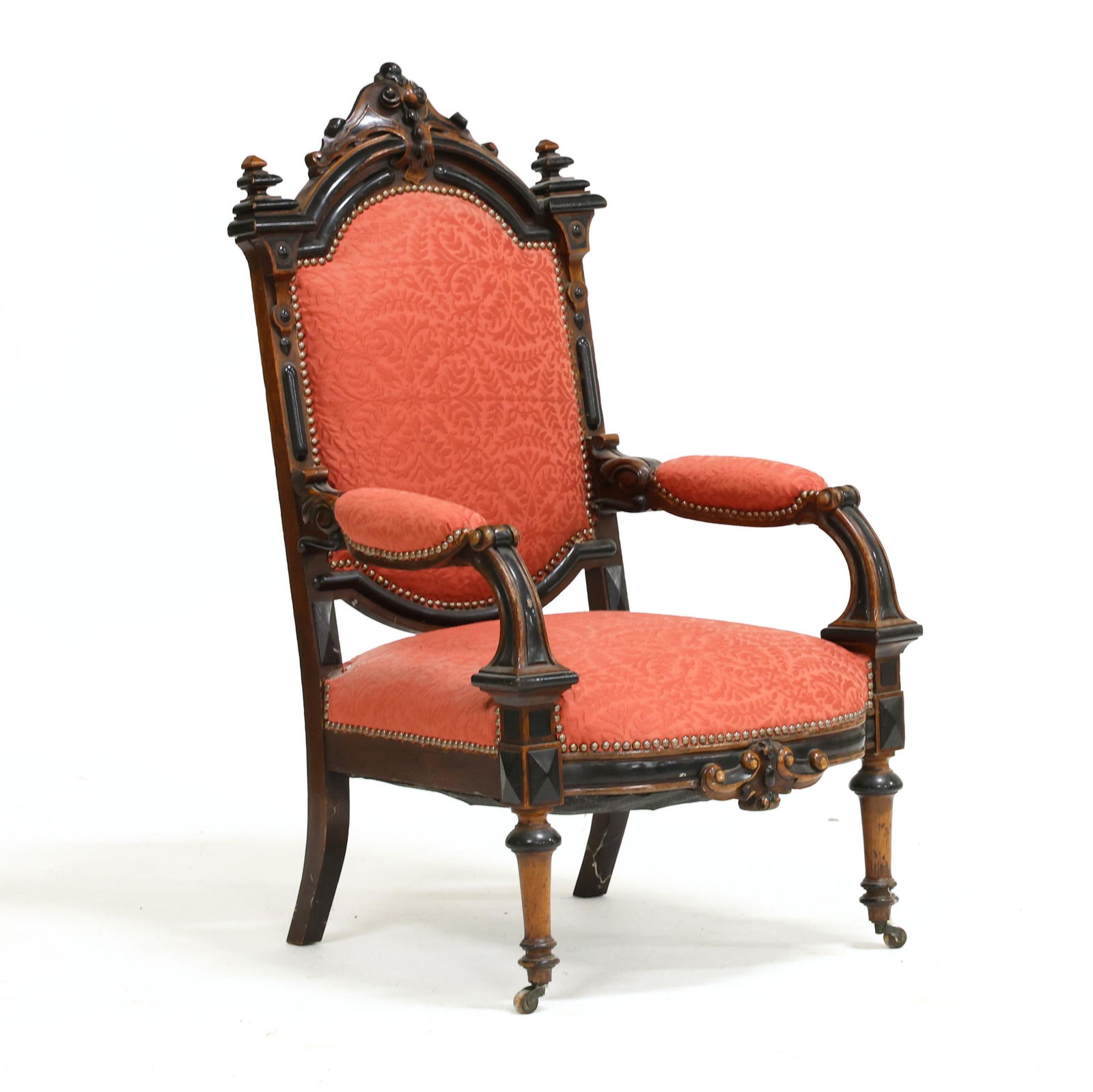 Renaissance Revival Ebonized Walnut Library Chair (1 of 8)