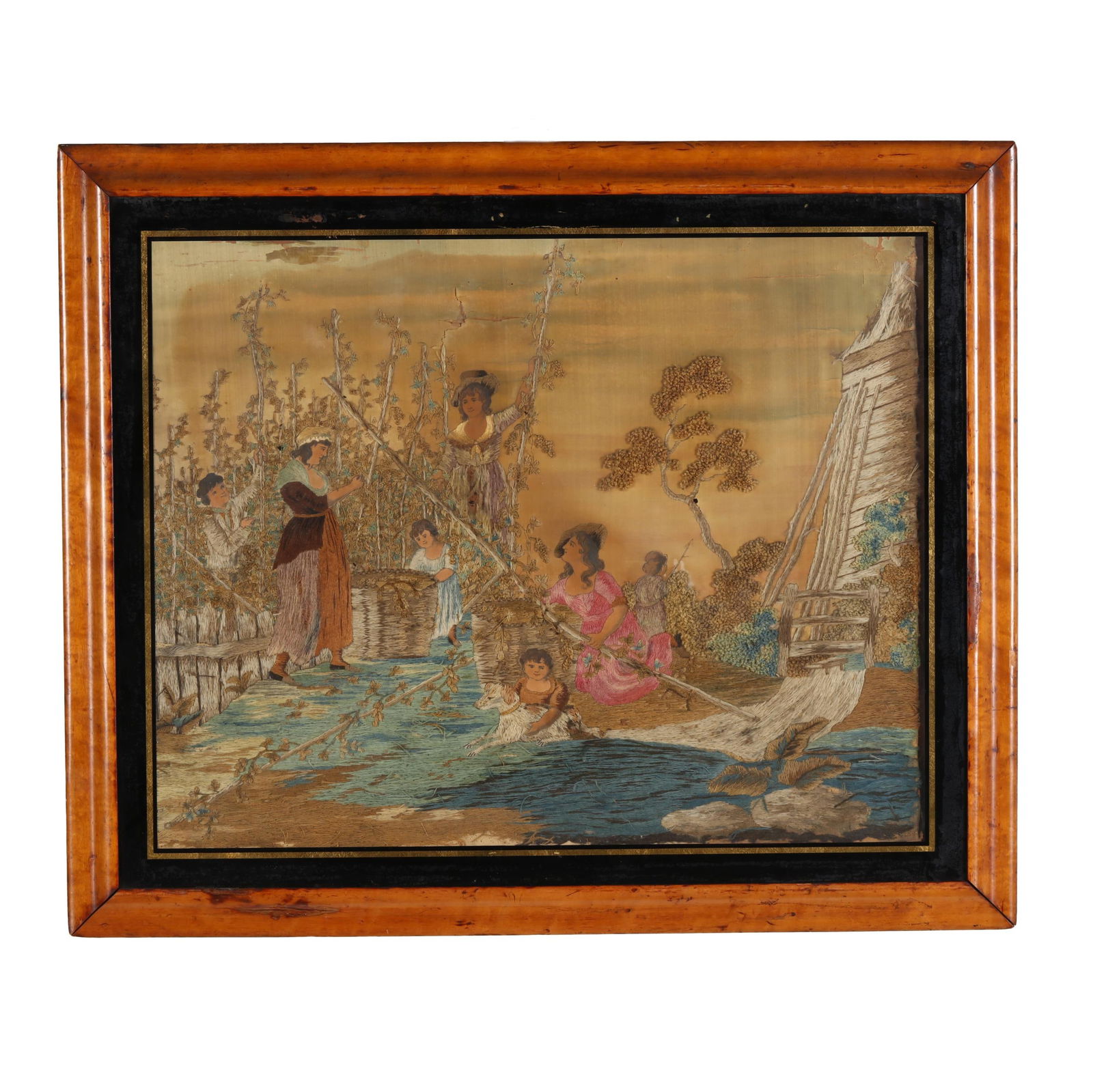 Antique Needlework Painting of Harvest (1 of 4)